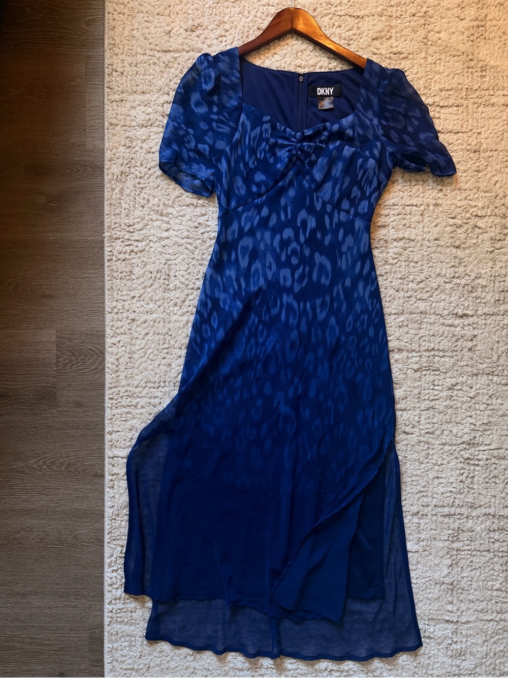 DKNY Royal Blue Printed Midi Dress
